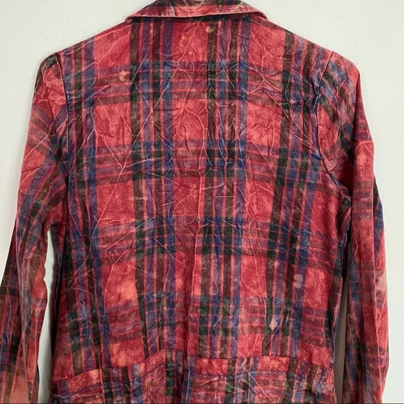 Handmade Light Weight Plaid Custom Tunic Button Down Shirt Red XS Womens Flannel - Picture 5 of 13